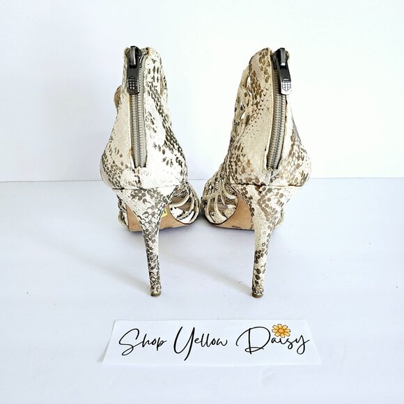 Vince Camuto Leather Snake Print Open Cage High Heel Sandal Zipper Sz 10~SH156.1 - Picture 4 of 9
